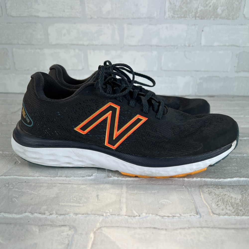 New Balance Mens Fresh Foam 680v7 Running Shoes Sneakers 8 Black Orange Low Top